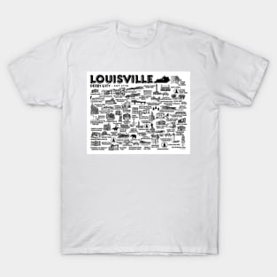 Louisville Kentucky Map Art T-Shirt